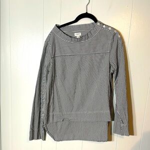 J crew black and white striped mock neck top
